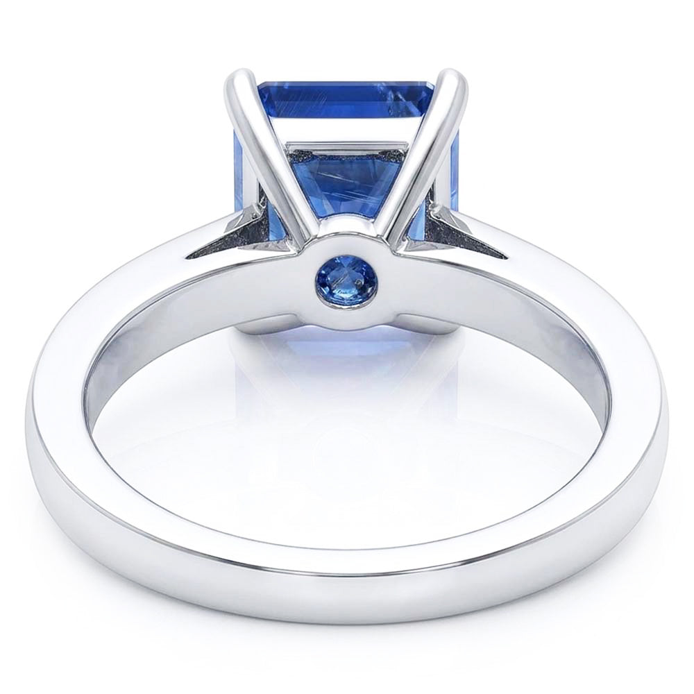 Gold Anniversary Blue Sapphire Ring 4 Carats Channel Set Natural Earth Mined Diamond ( Not Lab Grown )s