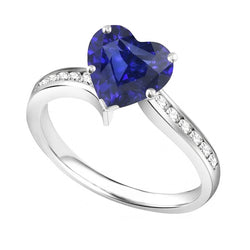 Natural Sapphire Ring 4ct - White Gold 14K