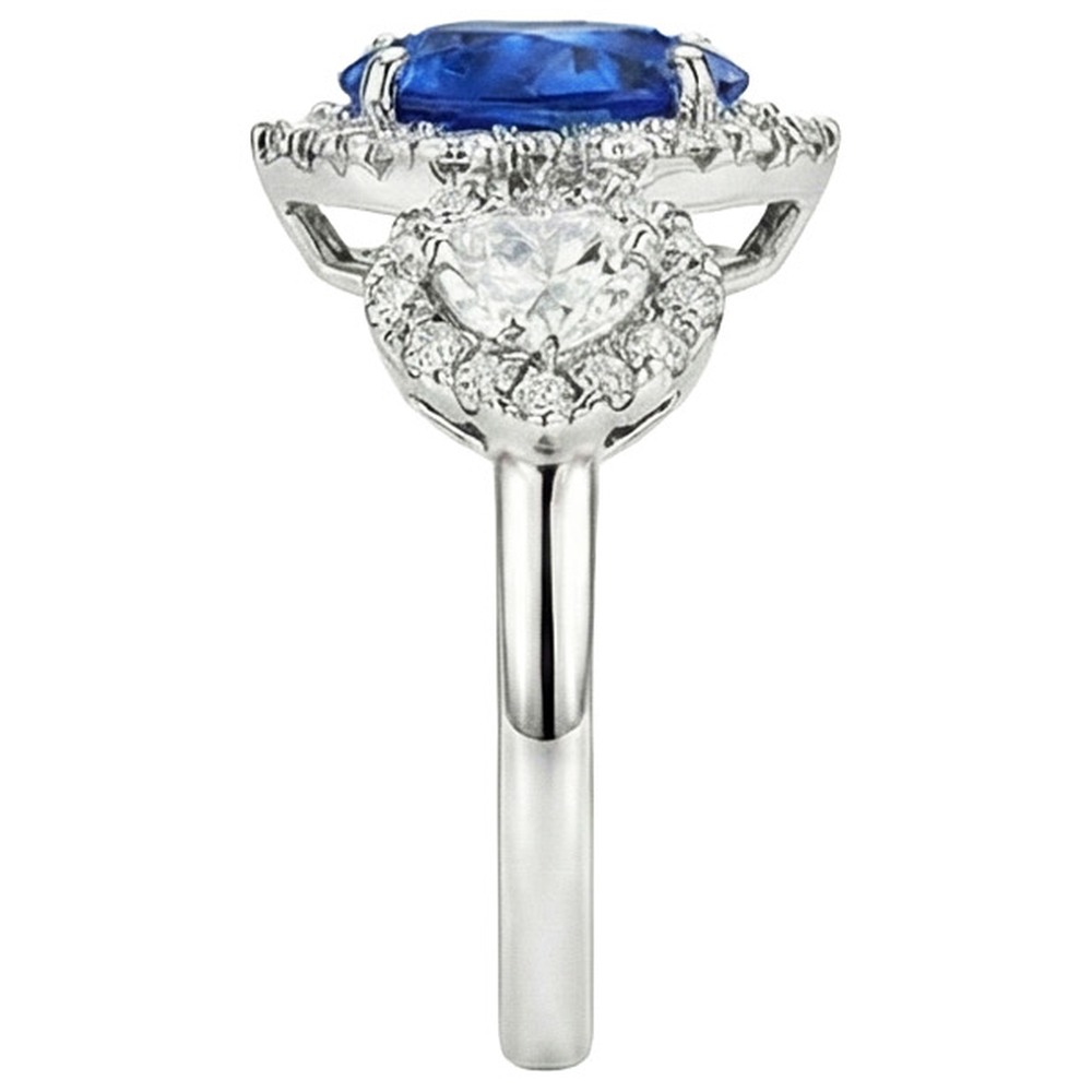 natural round sapphire 7ct ring profile view