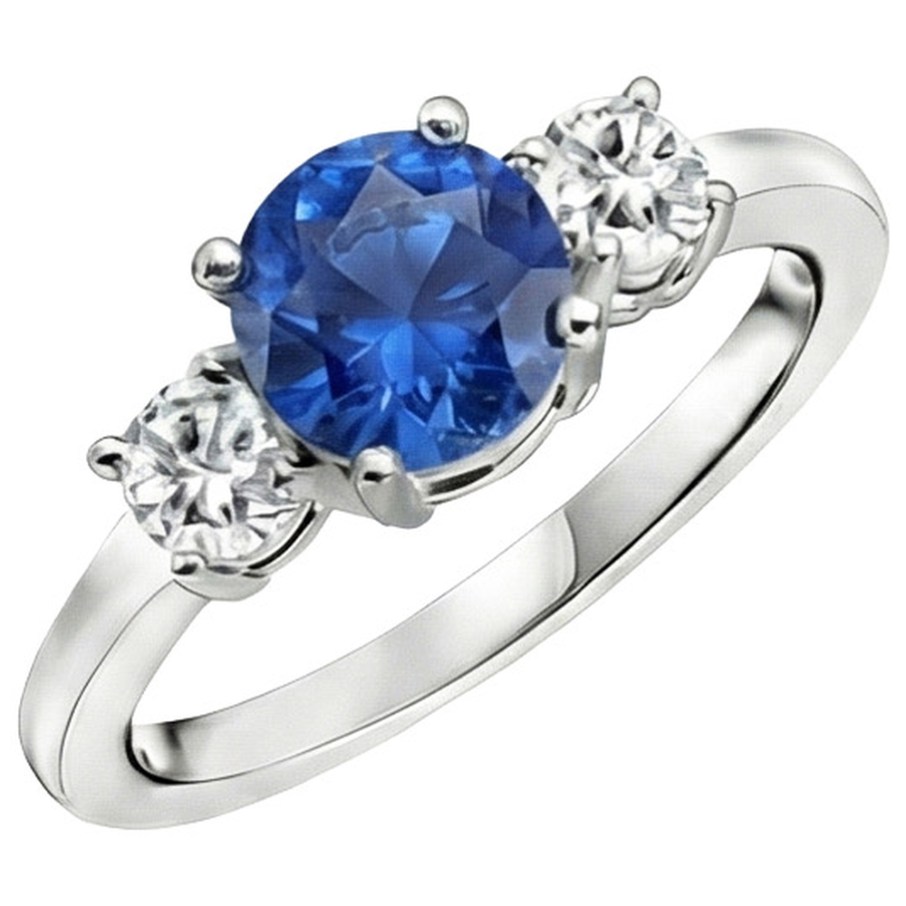 natural round sapphire 1.75ct ring top view