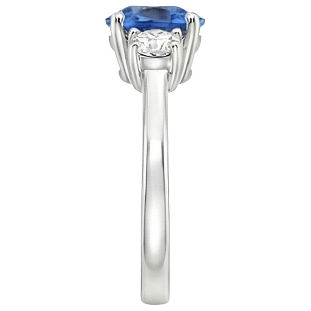 natural round sapphire 1.75ct ring profile view