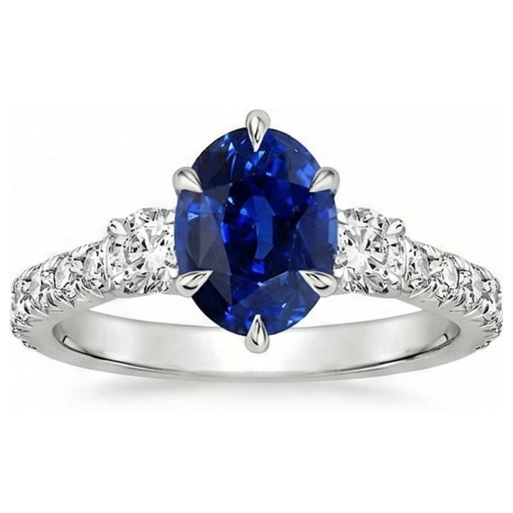 natural round sapphire 4.50ct ring close up detail