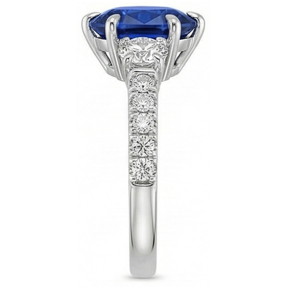 natural round sapphire 4.50ct ring profile view