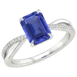 Natural Sapphire Ring 4ct - White Gold 14K