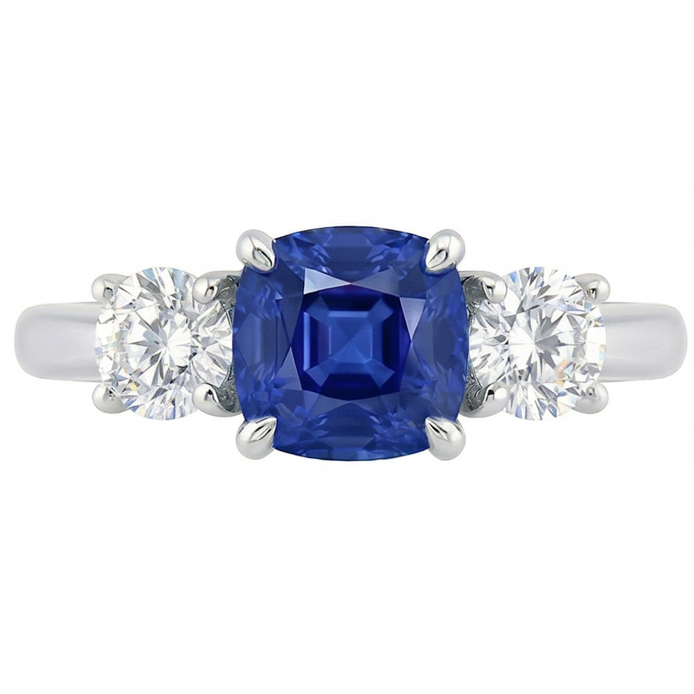 natural round sapphire 1.25ct ring close up detail