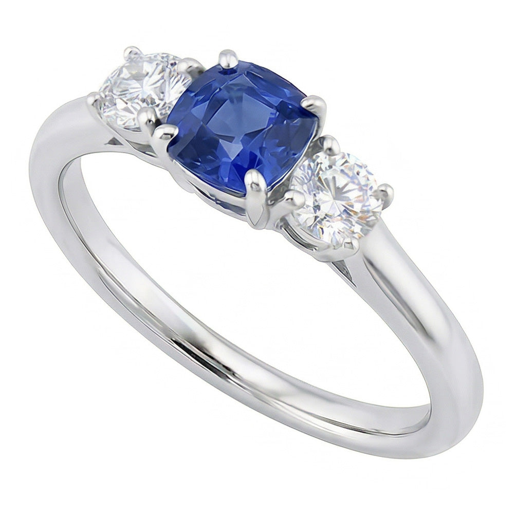 natural round sapphire 1.25ct ring profile view