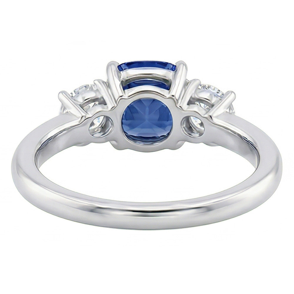 natural round sapphire 1.25ct ring on white background