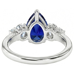Natural Sapphire Ring 3.50ct - White Gold 14K