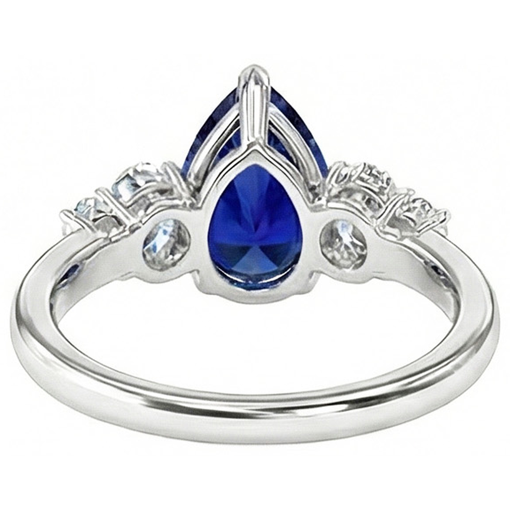 natural round sapphire 3.50ct ring front view