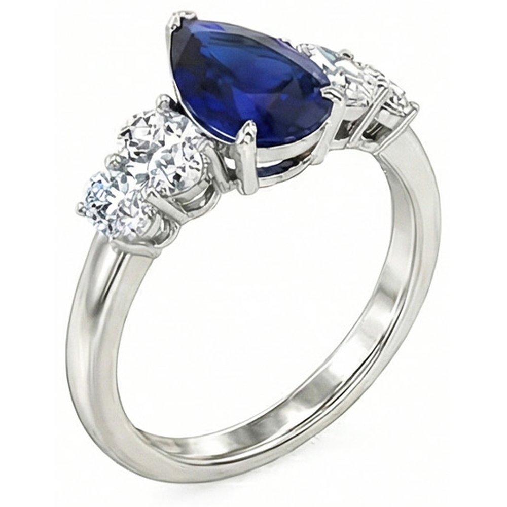 natural round sapphire 3.50ct ring side angle