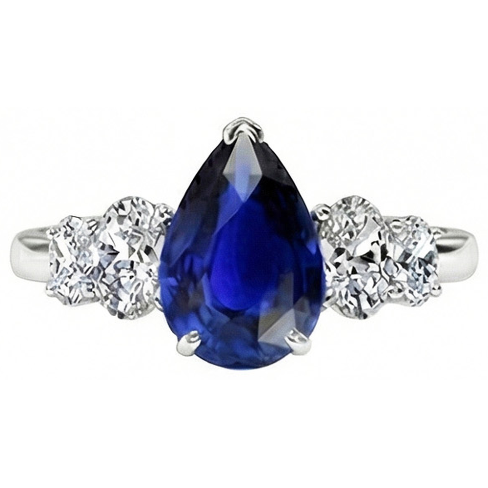 natural round sapphire 3.50ct ring close up detail