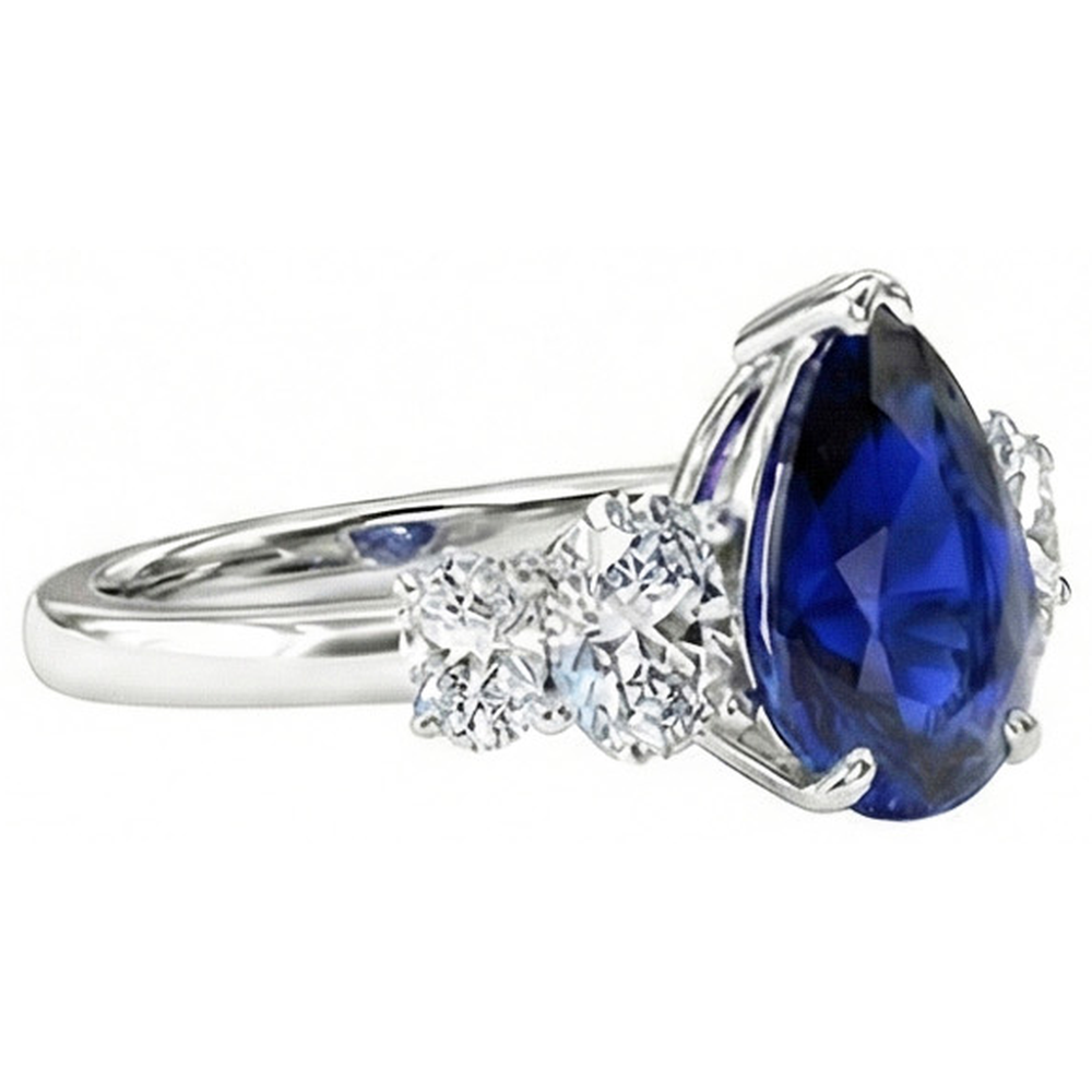 natural round sapphire 3.50ct ring top view