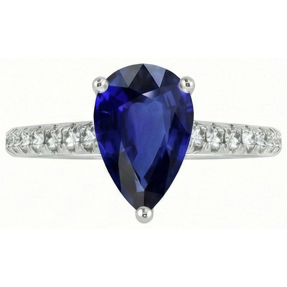 Gold Gemstone Ring Blue Sapphire With Natural Earth Mined Diamond ( Not Lab Grown ) Accents 4 Carats