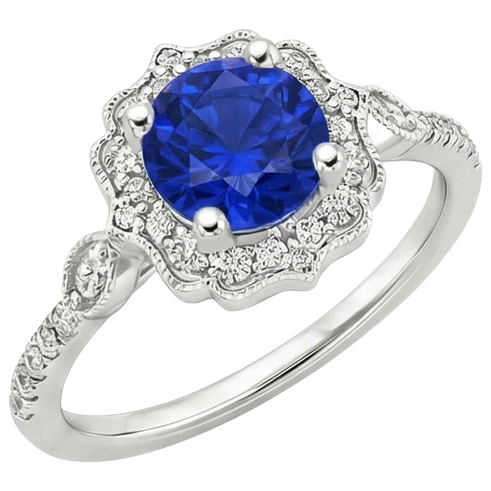natural round sapphire 3ct ring side angle