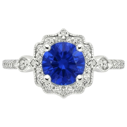 Natural Sapphire Ring 3ct - White Gold 14K