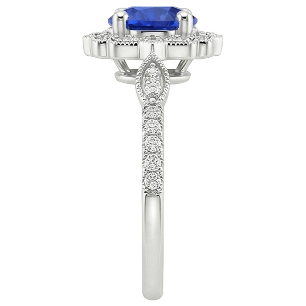 natural round sapphire 3ct ring profile view