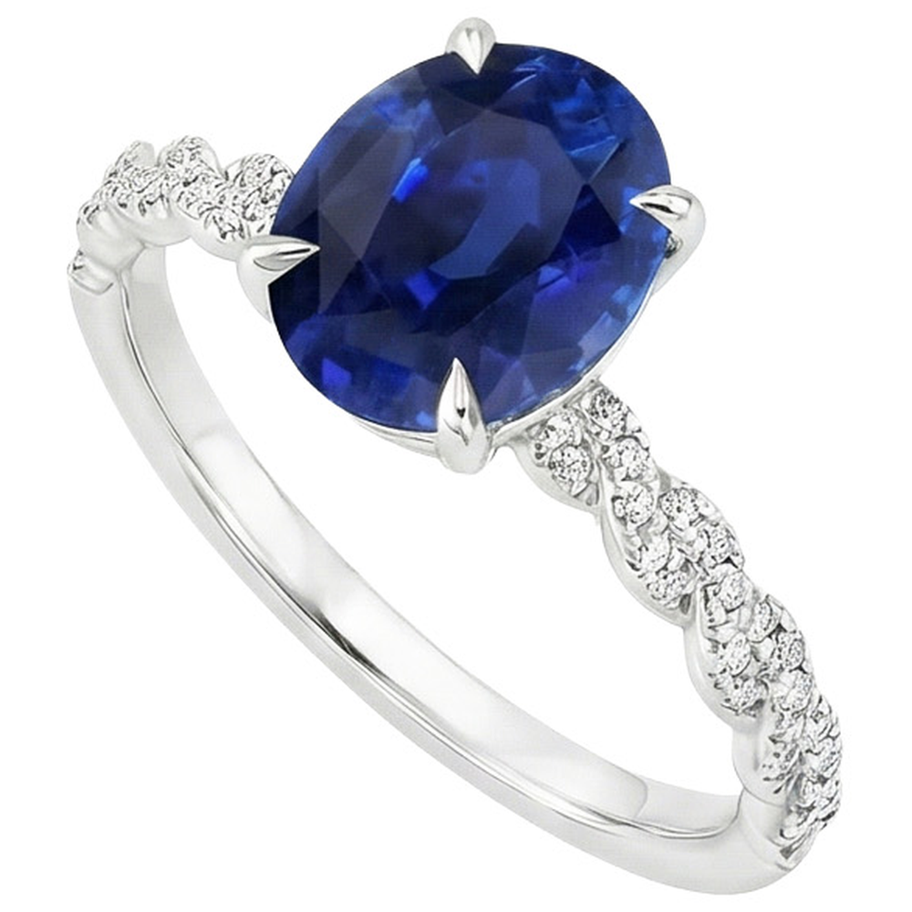 natural round sapphire 3.50ct ring side angle