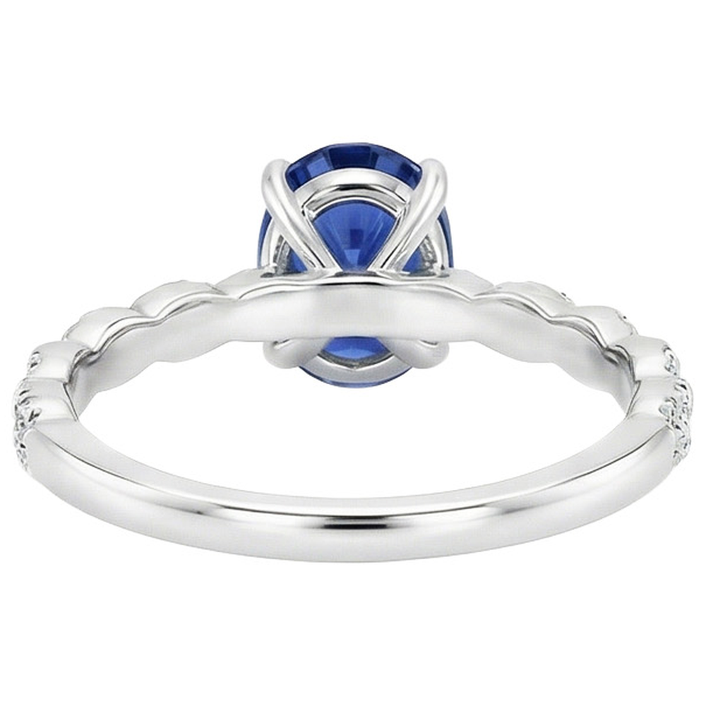 natural round sapphire 3.50ct ring top view