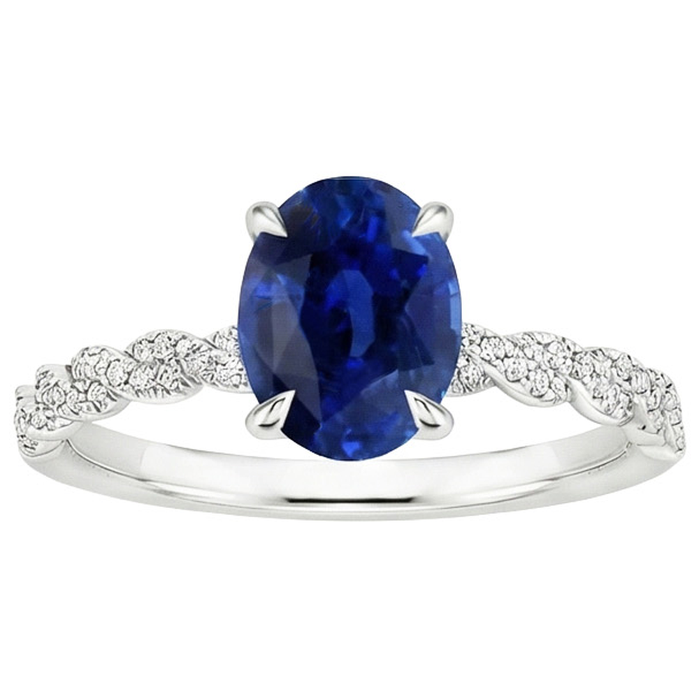 natural round sapphire 3.50ct ring profile view