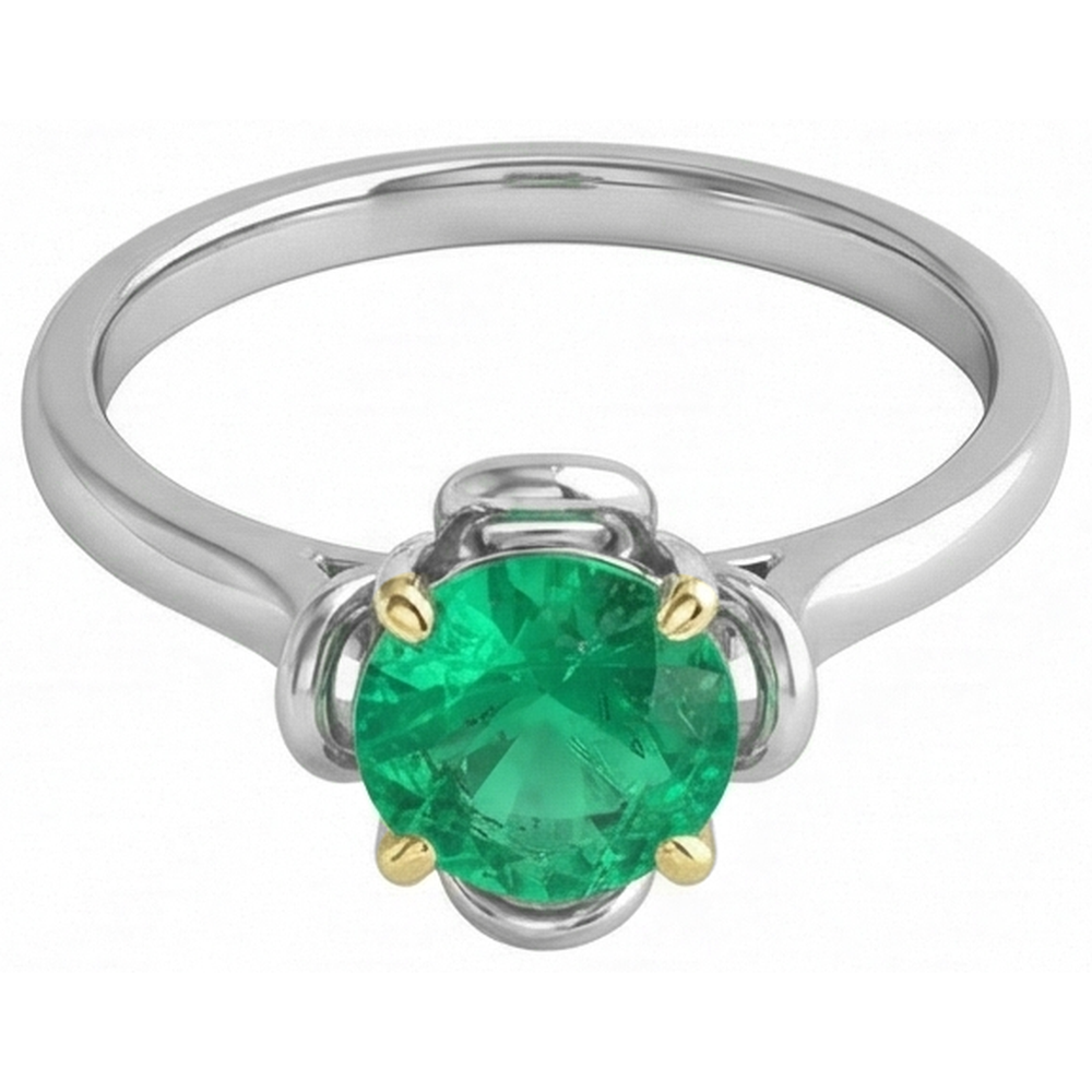 Handmade Emerald Gemstone Ring 2 ct – side view