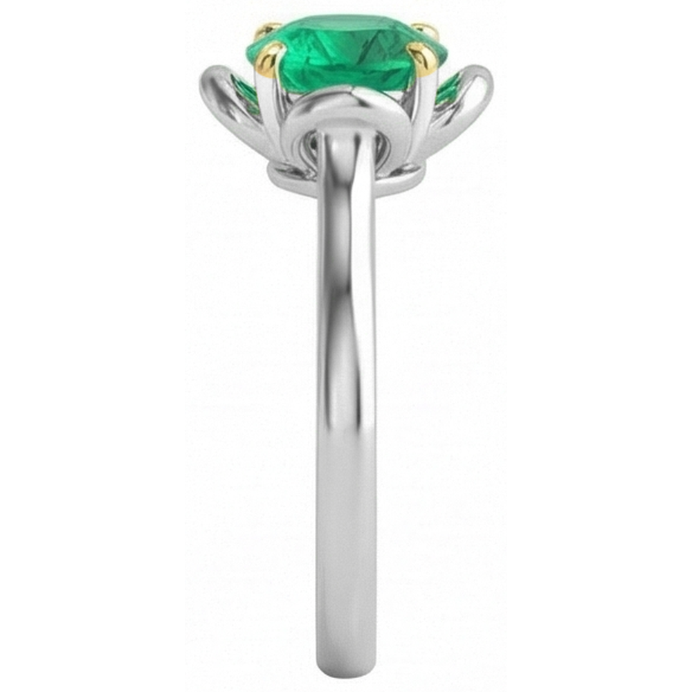 Emerald Gemstone Ring 2-ct Two-Tone 14K Gold – top view