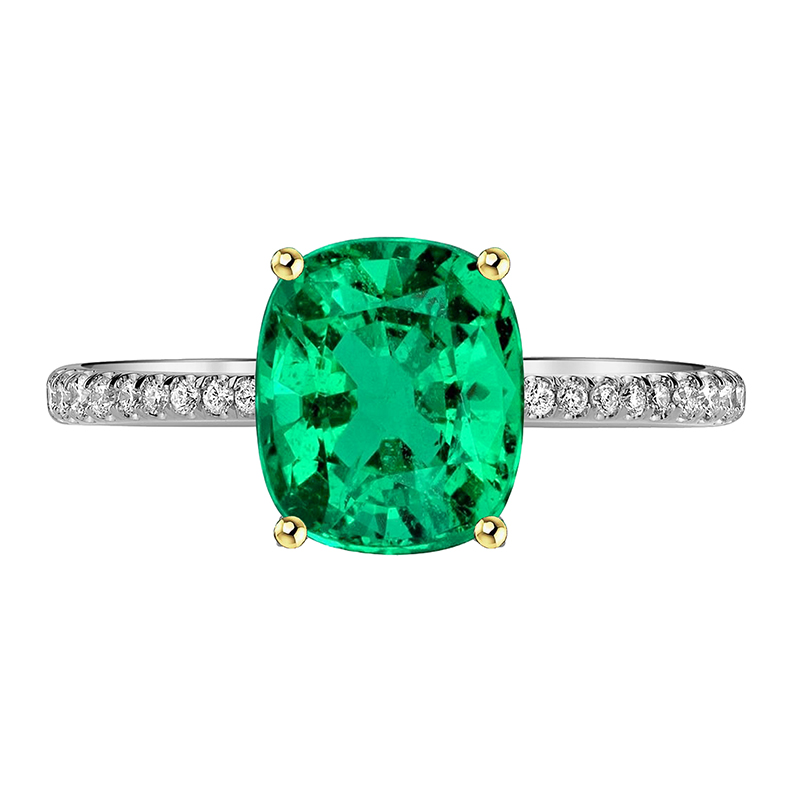 Natural Colombian Emerald Gemstone Ring 2.50 ct 14 Karat Two Tone Gold – main view