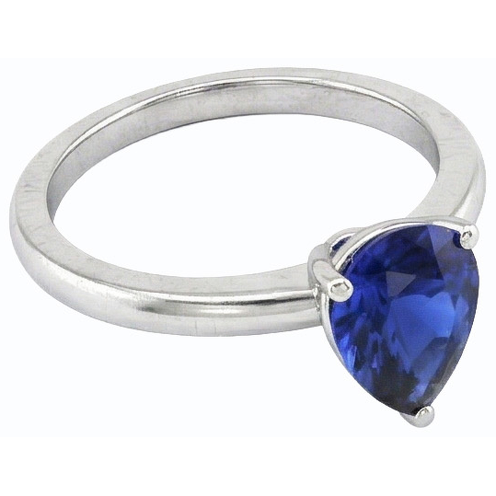 Gold Gemstone Solitaire Ring Pear Cut Ceylon Sapphire 1.50 Carats
