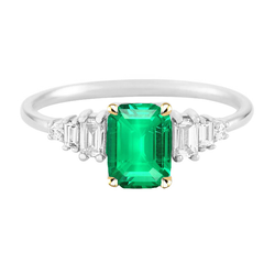Handmade Emerald Colored Stone Ring 2 ct – 14 Karat Two Tone