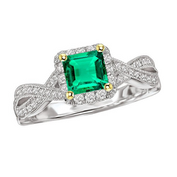 Authentic Twisted Shank Emerald Colored Stone Ring 2.50 ct