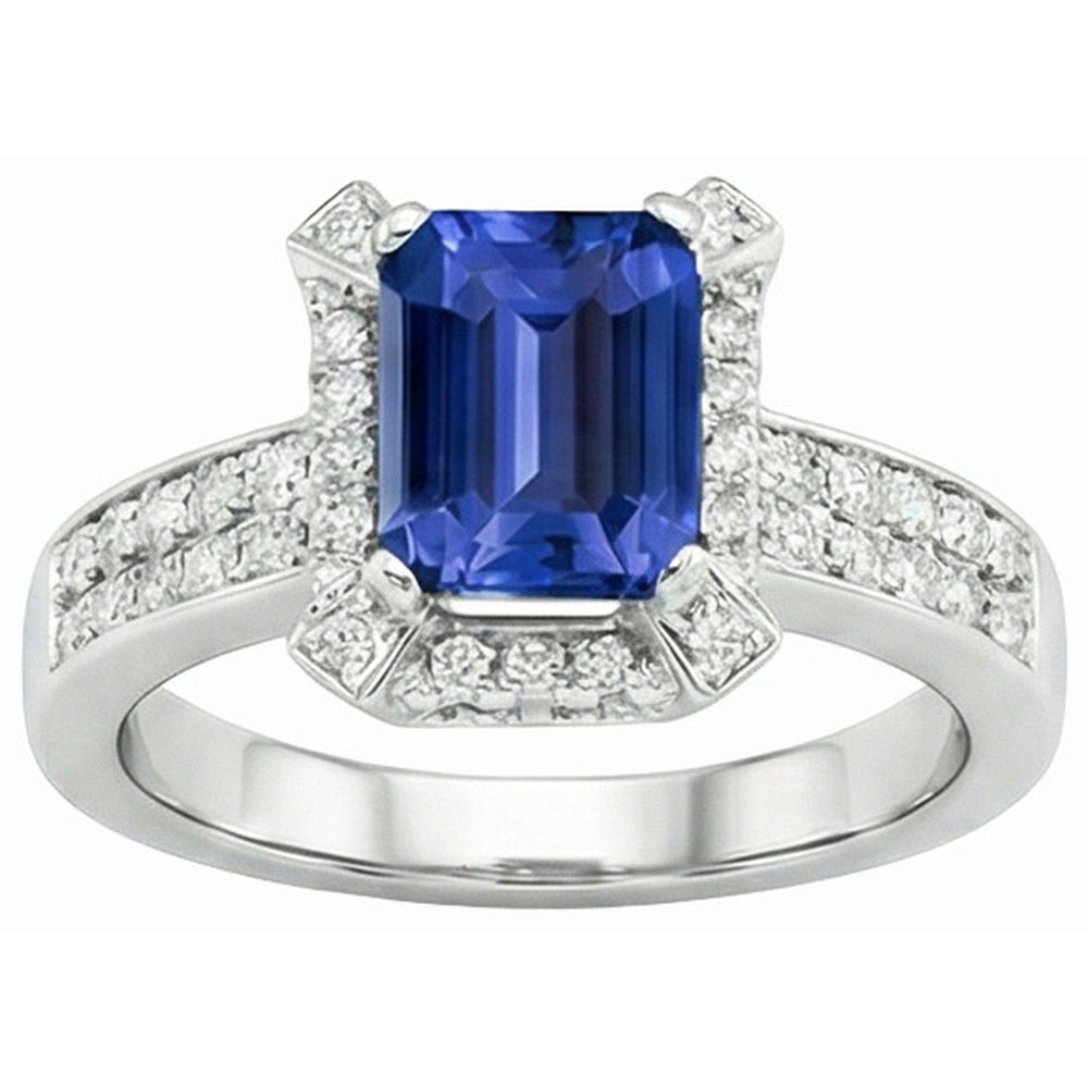 natural emerald sapphire 3.50ct ring top view
