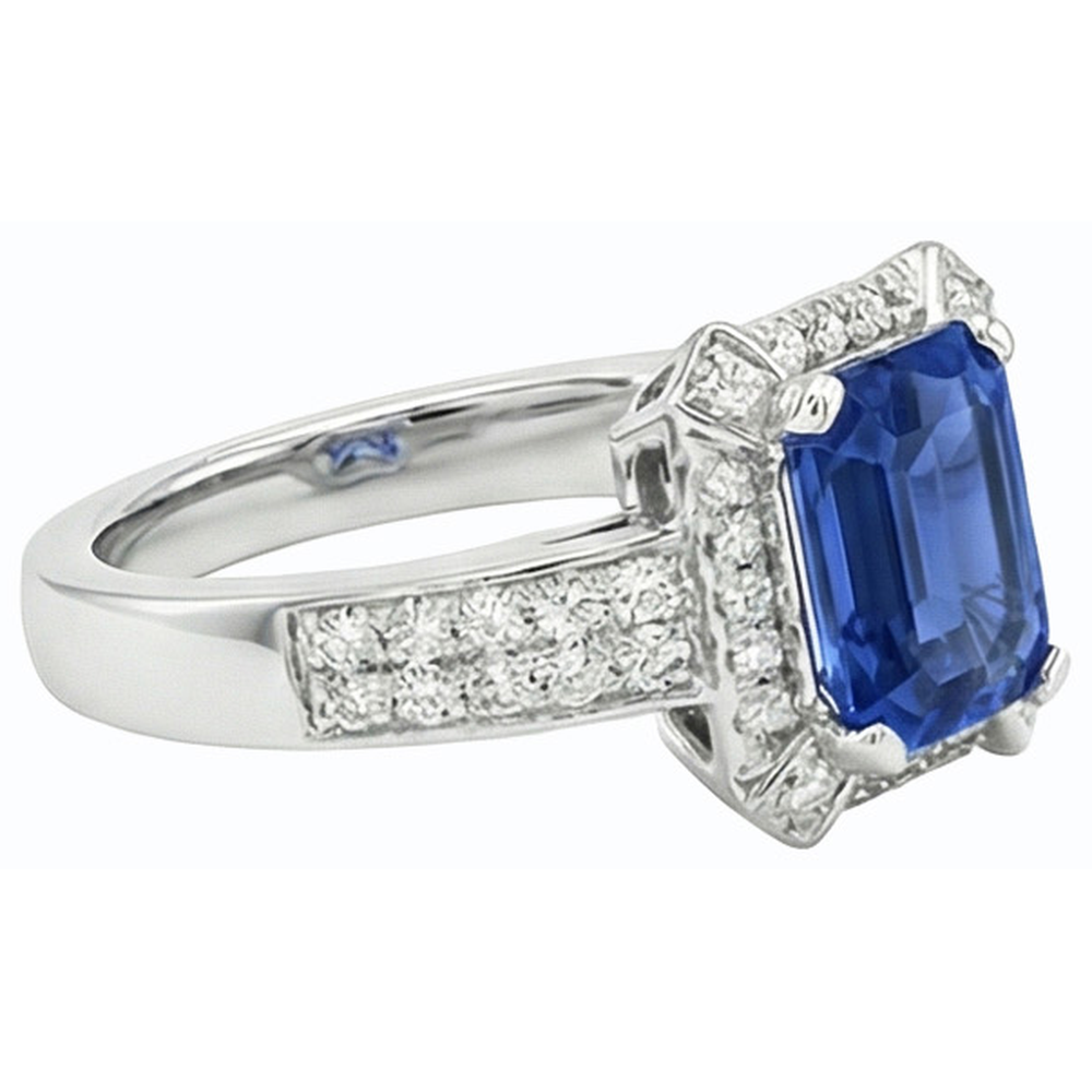 natural emerald sapphire 3.50ct ring profile view