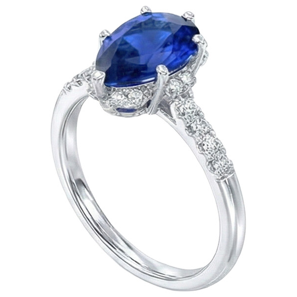natural round sapphire 3.50ct ring front view