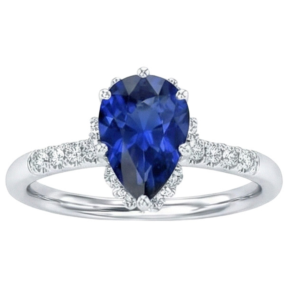 natural round sapphire 3.50ct ring top view