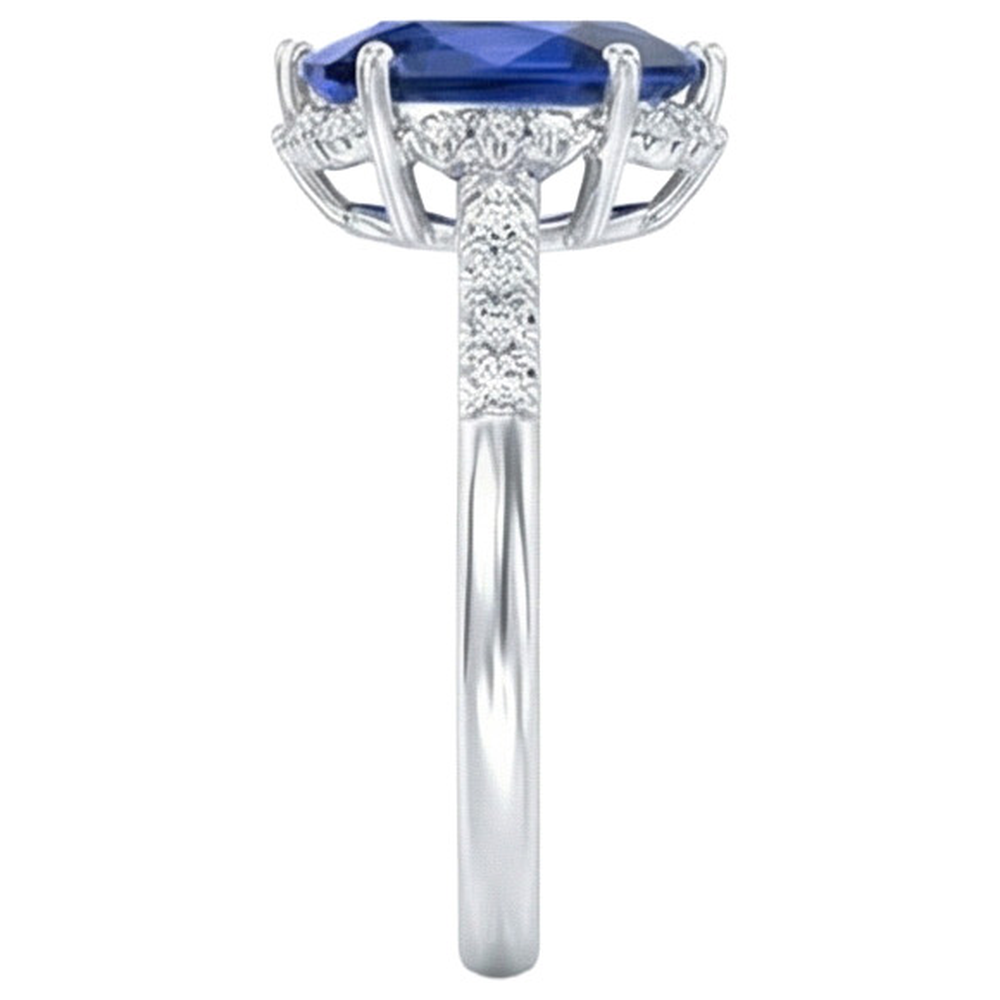 natural round sapphire 3.50ct ring profile view