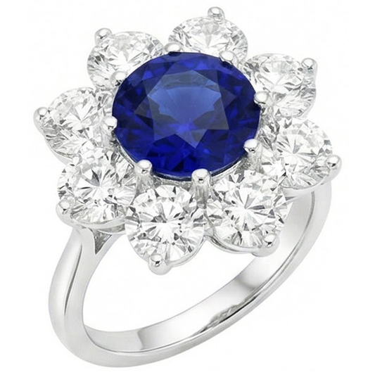natural round sapphire 4.50ct ring side angle