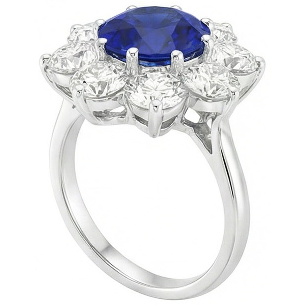 natural round sapphire 4.50ct ring top view