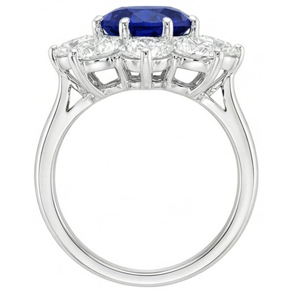 natural round sapphire 4.50ct ring profile view