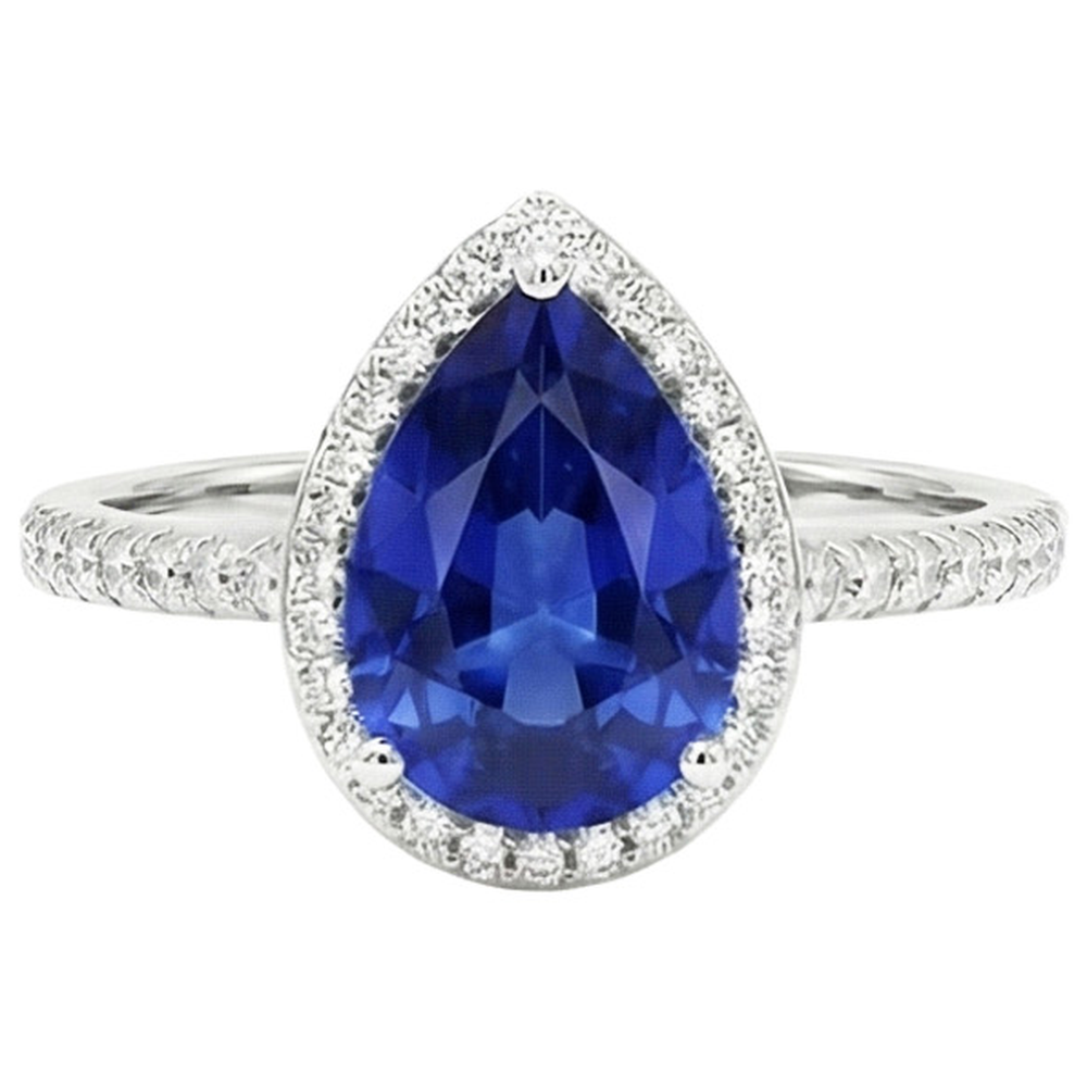 natural round sapphire 4ct ring top view