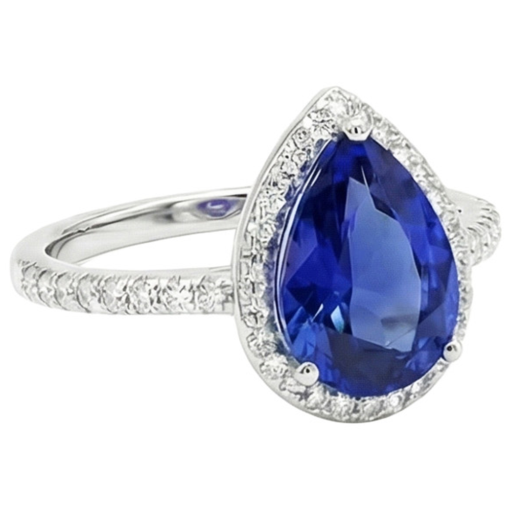 natural round sapphire 4ct ring profile view