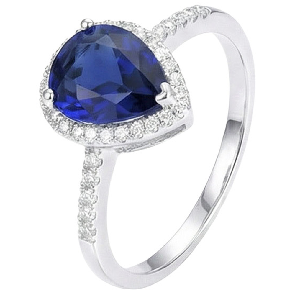 natural round sapphire 3.75ct ring top view