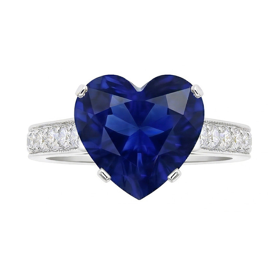 natural round sapphire 4ct ring side angle