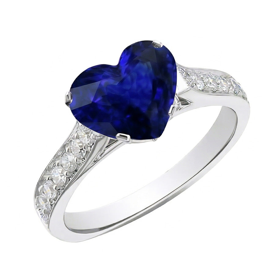 natural round sapphire 4ct ring close up detail