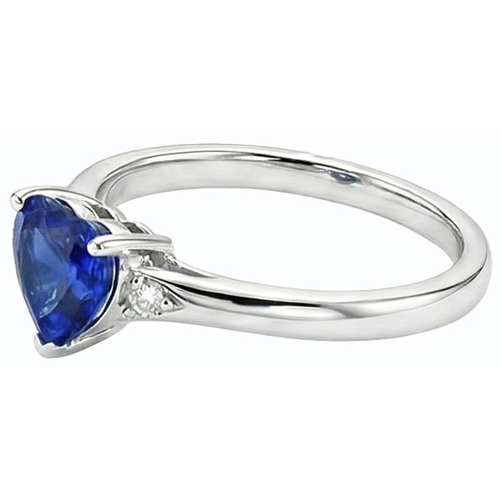 Gold Heart Solitaire Natural Blue Sapphire Ring 1 Carat