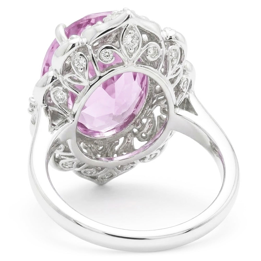 Gold Kunzite Natural Earth Mined Diamond ( Not Lab Grown ) Ring