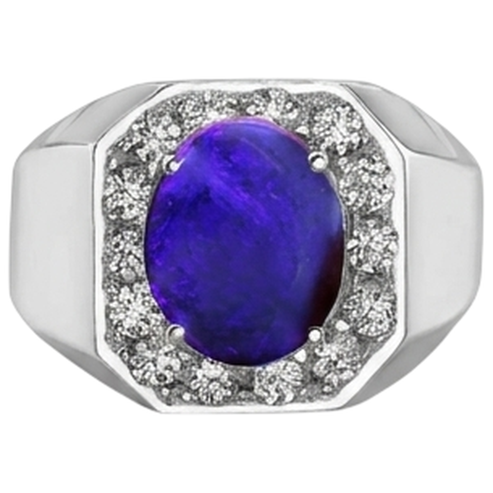 Gold Lightning Opal Natural Earth Mined Diamond ( Not Lab Grown ) Men's Ring