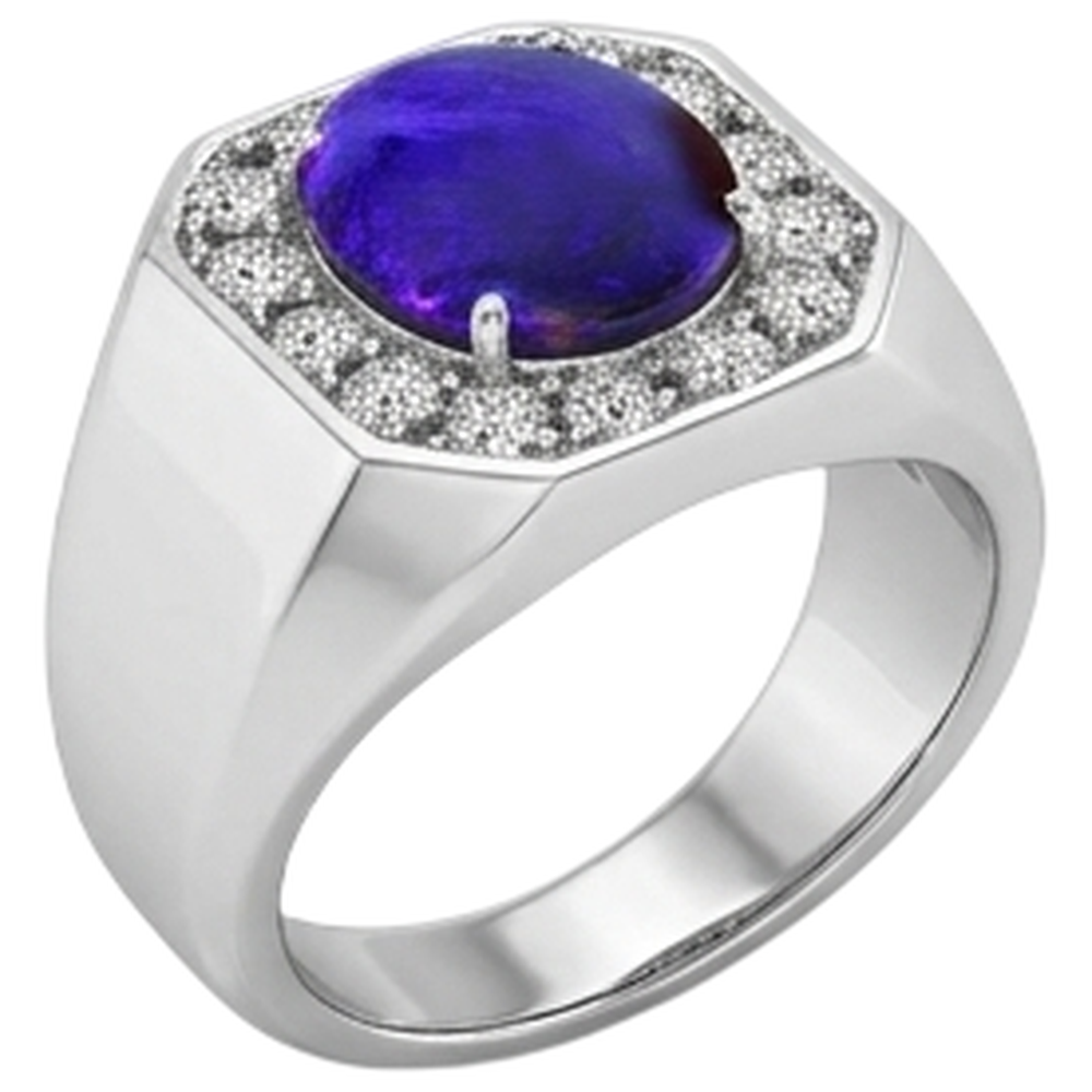 Gold Lightning Opal Natural Earth Mined Diamond ( Not Lab Grown ) Men's Ring