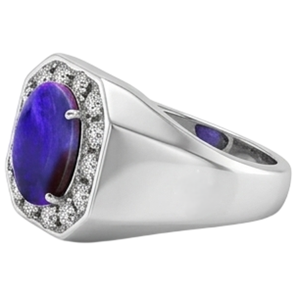Gold Lightning Opal Natural Earth Mined Diamond ( Not Lab Grown ) Men's Ring
