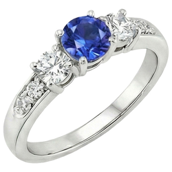 Natural Sapphire Ring 2ct - White Gold 14K