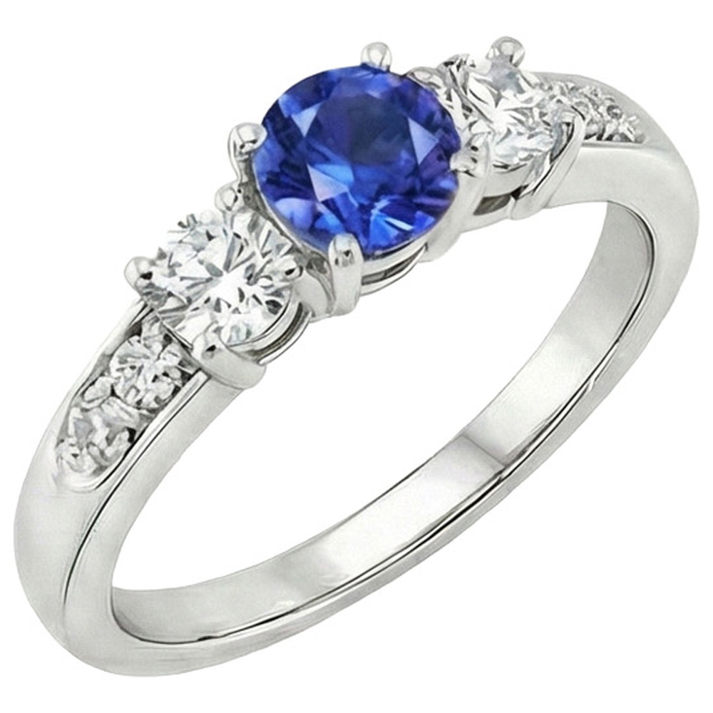 natural round sapphire 2ct ring front view