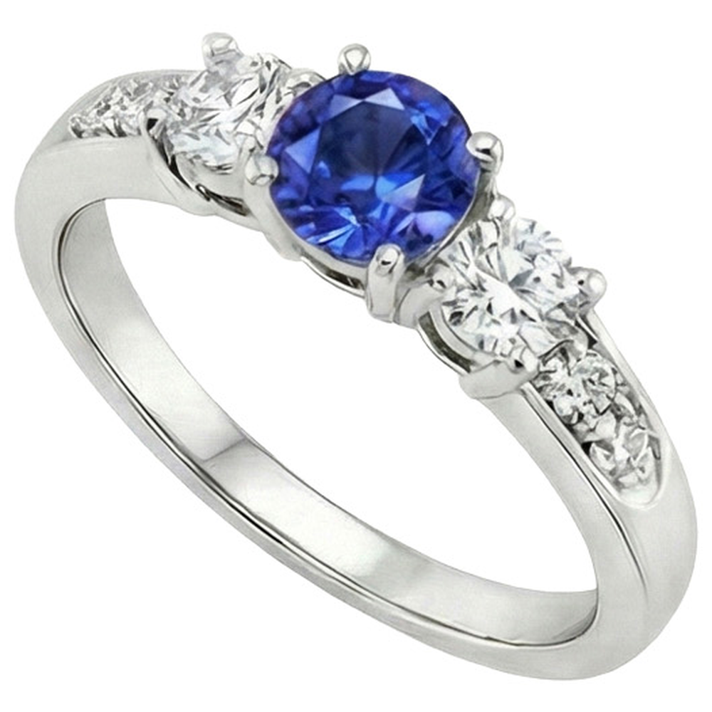 natural round sapphire 2ct ring side angle